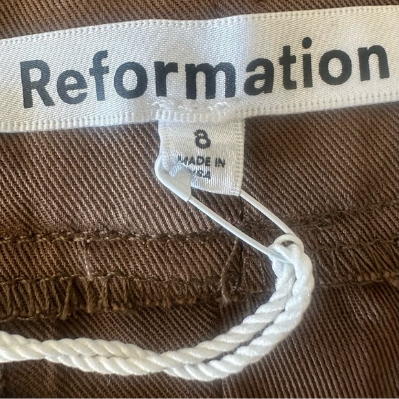 Reformation Mason Pant in Woodland Brown High Waist Pleated Quiet Luxury NWT - Picture 6 of 9